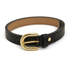 Load image into Gallery viewer, VSI ARIEL Cintura vegan nera mela fibbia bombata oro mezza luna artigianale Made in Italy