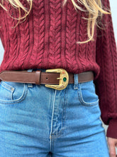 Load image into Gallery viewer, VSI LULLABY Cintura vegan marrone mais fibbia piatta grande lavorata oro artigianale Made in Italy