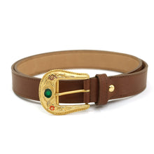 Load image into Gallery viewer, VSI LULLABY Cintura vegan marrone mais fibbia piatta grande lavorata oro artigianale Made in Italy
