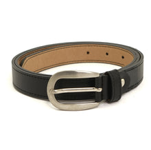 Load image into Gallery viewer, VSI ELIS Cintura vegan nera  mela fibbia allungata argento satinato artigianale Made in Italy
