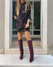 Load image into Gallery viewer, VSI SHED Stivali vegan bordò effetto camoscio tacco largo cerniera  made in Italy
