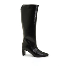 Load image into Gallery viewer, VSI NITA Stivali vegan neri lucidi tacco largo punta zip made in Italy
